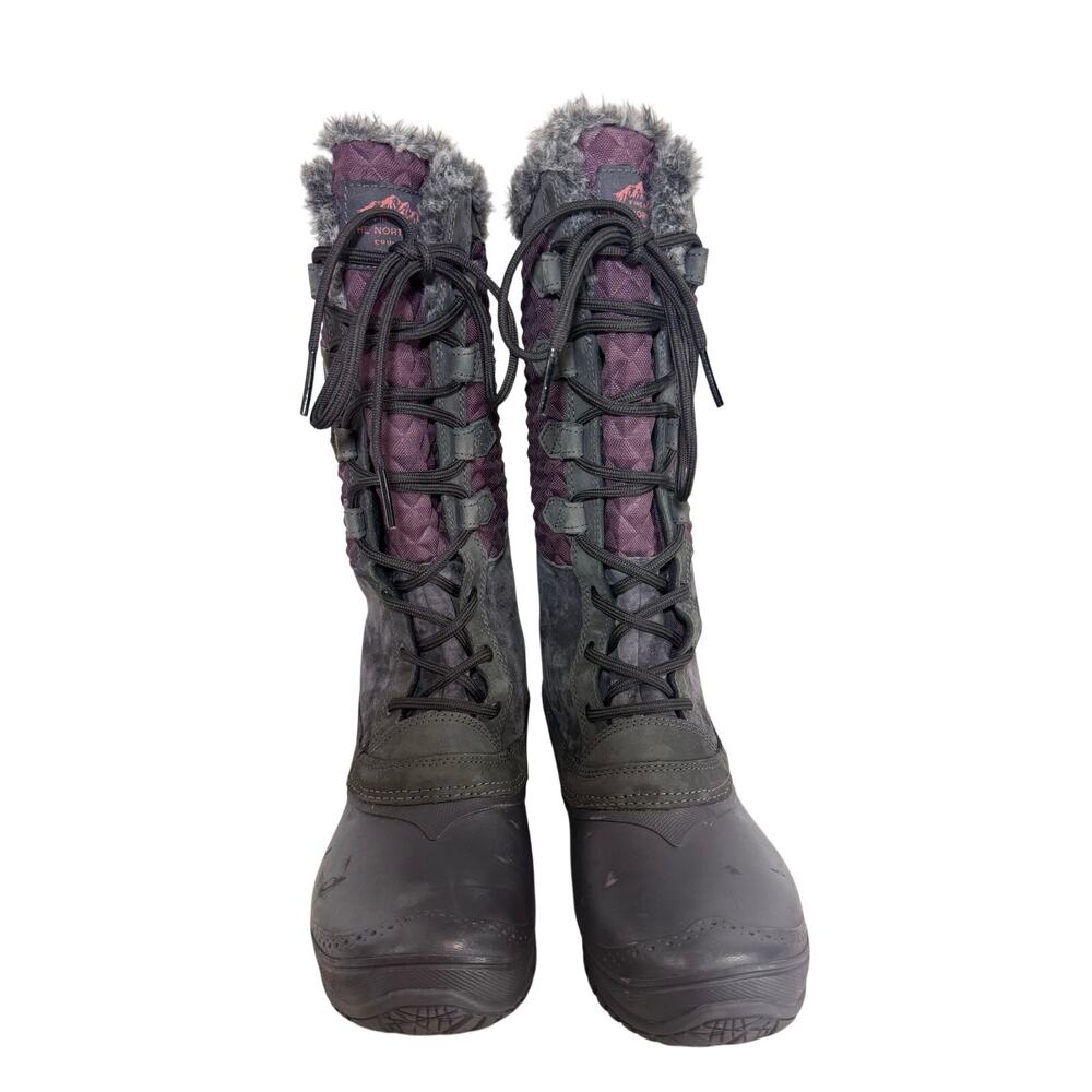 The North Face Shellista III Tall Boots Women’s Sz 7 Gray Purple Faux Fur Winter - Picture 5 of 14